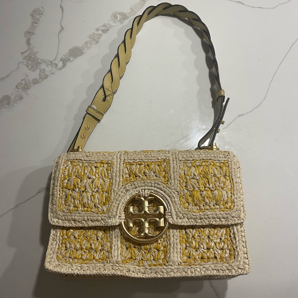 NWT Tory Burch Miller Raffia Flap Shoulder Bag - Picture 6 of 14